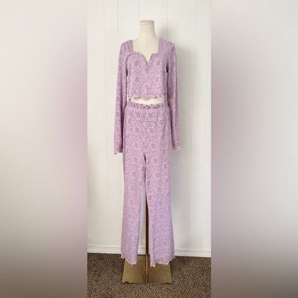 Free People Cloud Ride Lace Lounge Set XL Lavender Purple - Picture 4 of 9